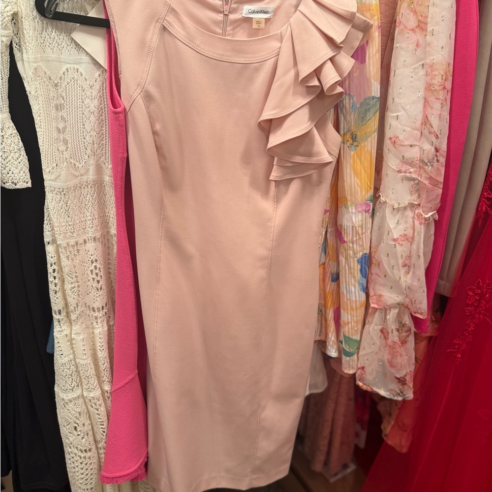 Calvin Klein Asymmetrical Blush Dress